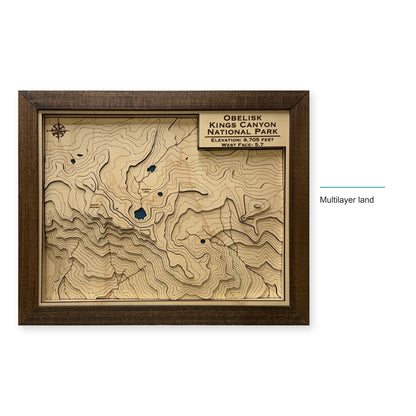 Obelisk Kings Canyon National Park Topographic Multilayer Wood Map — style-labeled photo [MC20261007 legacy f818275f2b2f]