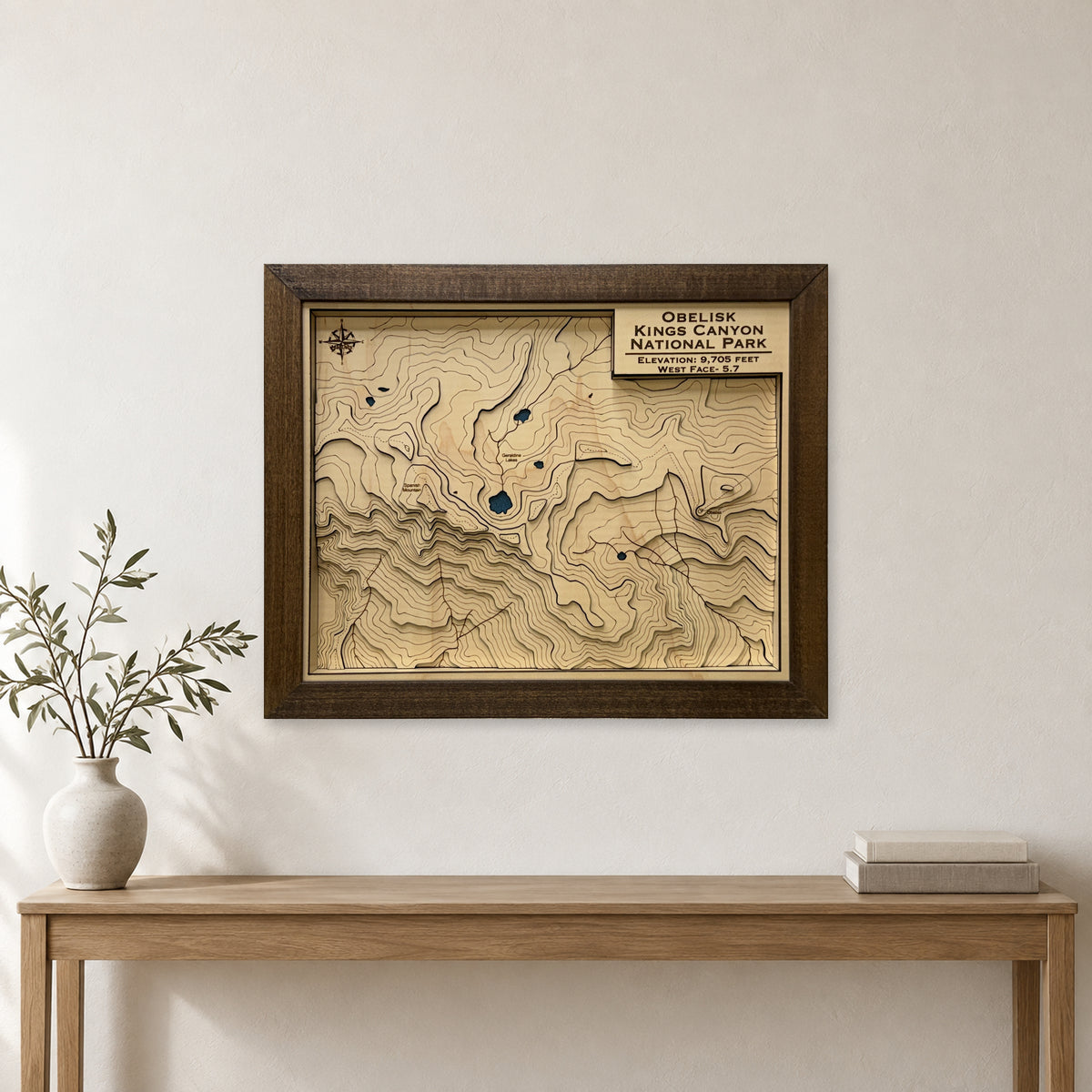Obelisk Kings Canyon National Park Topographic Multilayer Wood Map — room mockup [MC20261007 legacy 8f29ab9e618f]