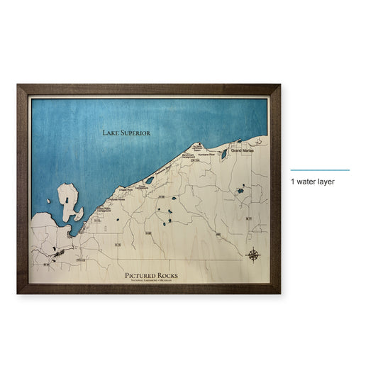 Pictured Rocks National Lakeshore Michigan Wood Map — style-labeled photo [MC20261007 legacy 1875c9fd0efe]