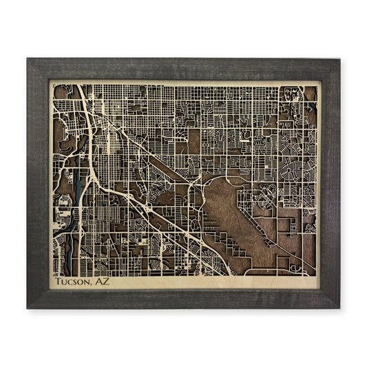 Tucson Arizona Wood City Map — plain-background photo [MC20261007 legacy c578cbc86e8f]