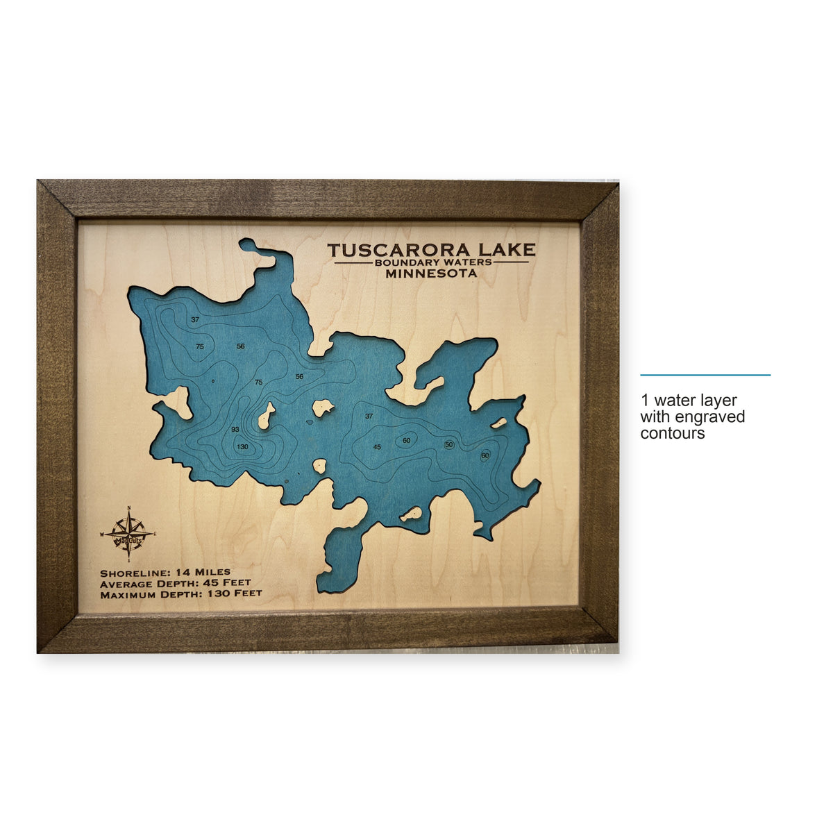 Tuscarora Lake Boundary Waters Minnesota Wood Map — style-labeled photo [MC20261007 legacy 74b43caf1d33]