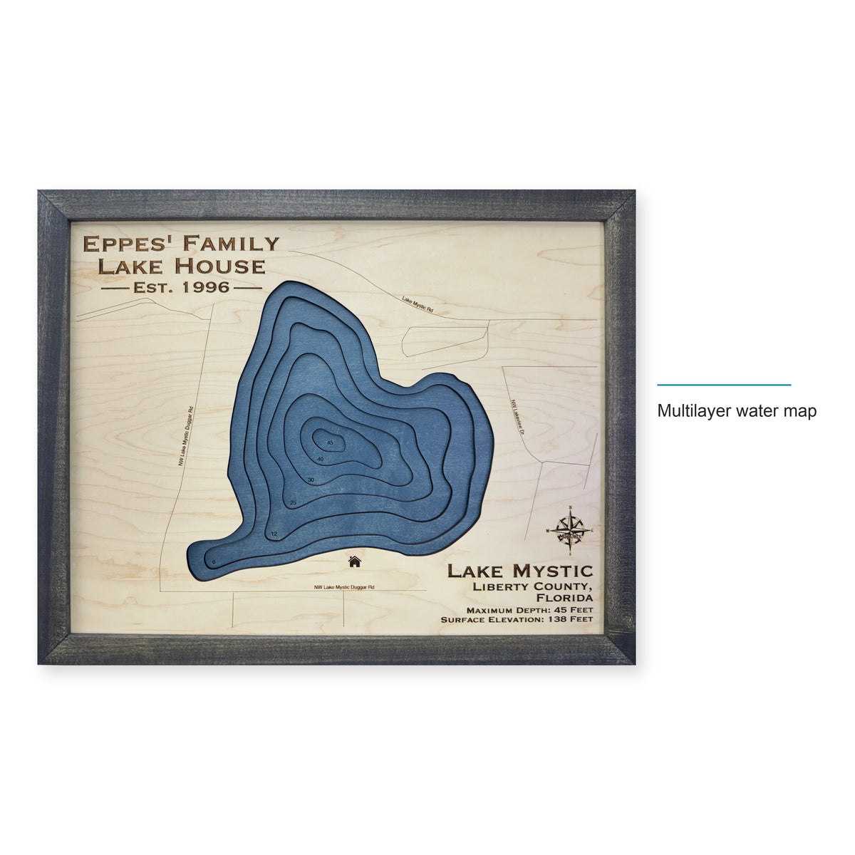 Lake Mystic, Liberty County, Florida Wood Map — style-labeled photo [MC20261007 q0259 eae1aed4b884]