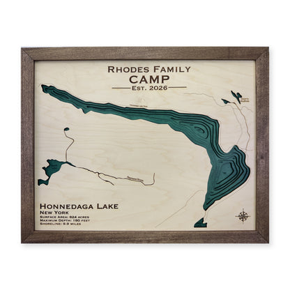 Honnedaga Lake, New York Wood Map — plain-background photo [MC20261007 q0283 407f2e230ddc]