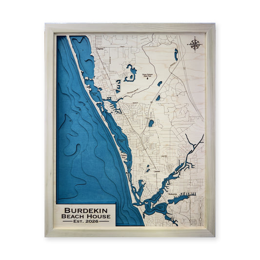 Casey Key, Osprey and Nokomis, Florida Wood Map — plain-background photo [MC20261007 q0289 a3fe9fd71182]