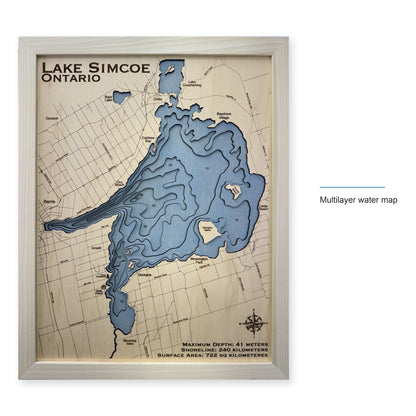 Lake Simcoe, Ontario Wood Map — style-labeled photo [MC20261007 q0301 30ed7d3160d2]