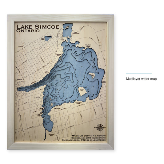 Lake Simcoe, Ontario Wood Map — style-labeled photo [MC20261007 q0301 30ed7d3160d2]