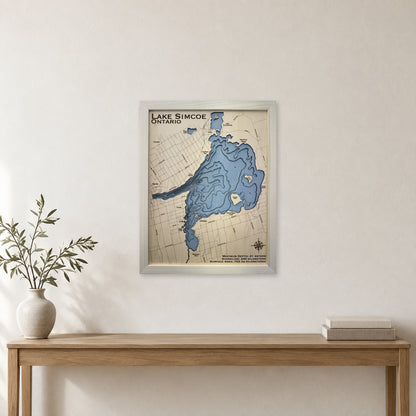 Lake Simcoe, Ontario Wood Map — room mockup [MC20261007 q0301 a0b599c84454]