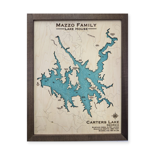 Carters Lake, Georgia Wood Map — plain-background photo [MC20261007 q0322 a1ae43bb7703]