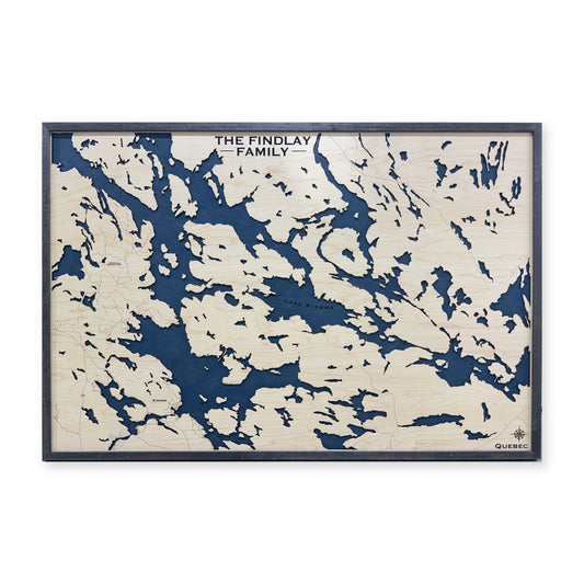 Lake Kipawa, Quebec Wood Map — plain-background photo [MC20261007 q0350 09f1ca3115ab]