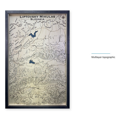 Liptovský Mikuláš, Slovakia Topographic Multilayer Wood Map — style-labeled photo [MC20261007 q0395 9e9c0f7aebe2]