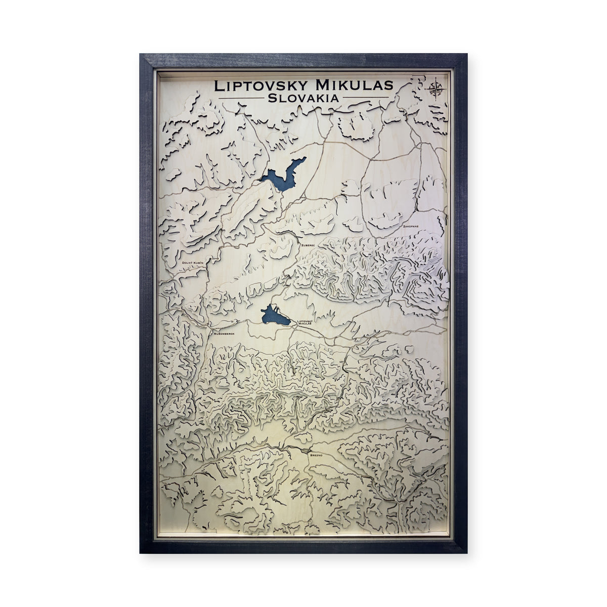 Liptovský Mikuláš, Slovakia Topographic Multilayer Wood Map — plain-background photo [MC20261007 q0395 fa3a8ca99f16]