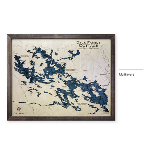 Lake Muskoka Rosseau and Joseph Ontario Wood Map — style-labeled photo [MC20261007 q0431 3f437eaf7f56]