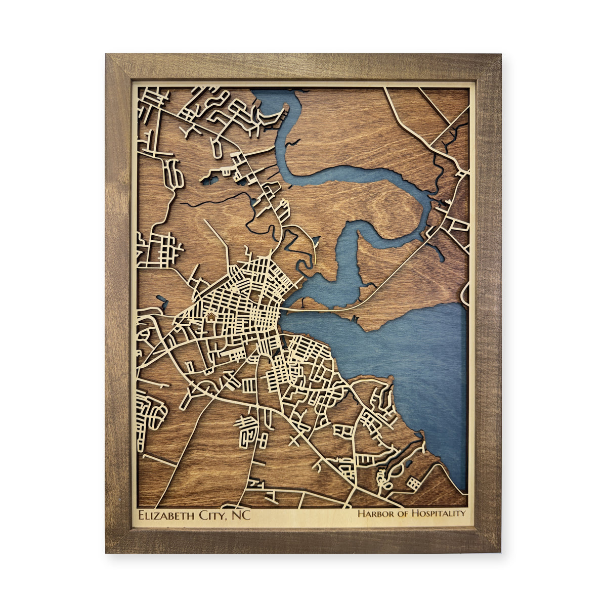 Elizabeth City, North Carolina Wood City Map — plain-background photo [MC20261007 q0452 a5d82d8c7f18]