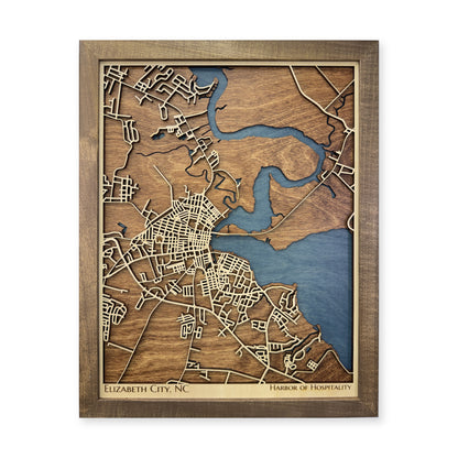 Elizabeth City, North Carolina Wood City Map — plain-background photo [MC20261007 q0452 a5d82d8c7f18]