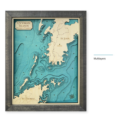 St John and St Thomas US Virgin Islands Wood Map — style-labeled photo [MC20261007 q0461 3d92caa1c1ce]