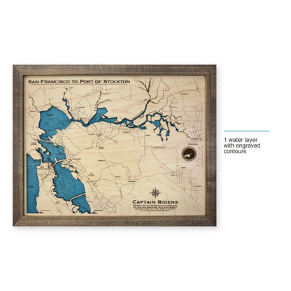 San Francisco to Port of Stockton California Wood Map — style-labeled photo [MC20261007 q0465 901d081963ff]