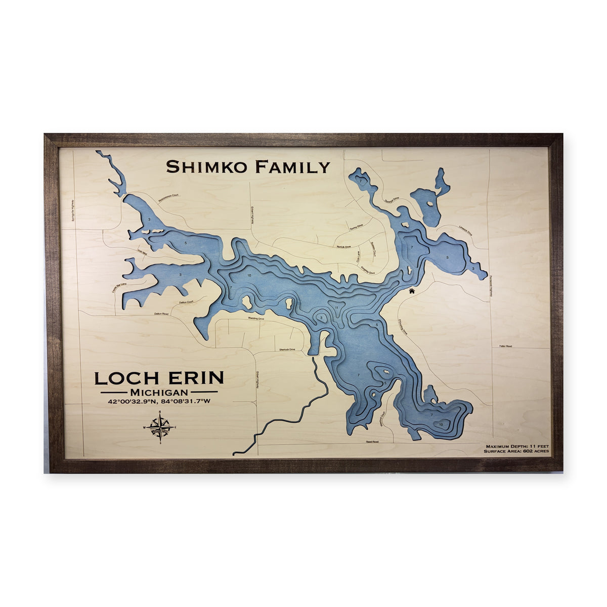 Loch Erin, Michigan Wood Map — plain-background photo [MC20261007 q0483 b411ea6555f1]