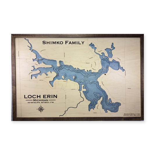 Loch Erin, Michigan Wood Map — plain-background photo [MC20261007 q0483 b411ea6555f1]