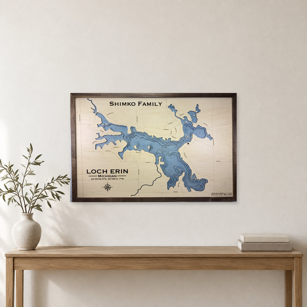 Loch Erin, Michigan Wood Map — room mockup [MC20261007 q0483 a804355b231b]