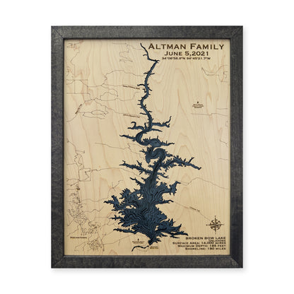 Broken Bow Lake Oklahoma Wood Map — plain-background photo [MC20261007 q0498 f4ad20cbb09e]