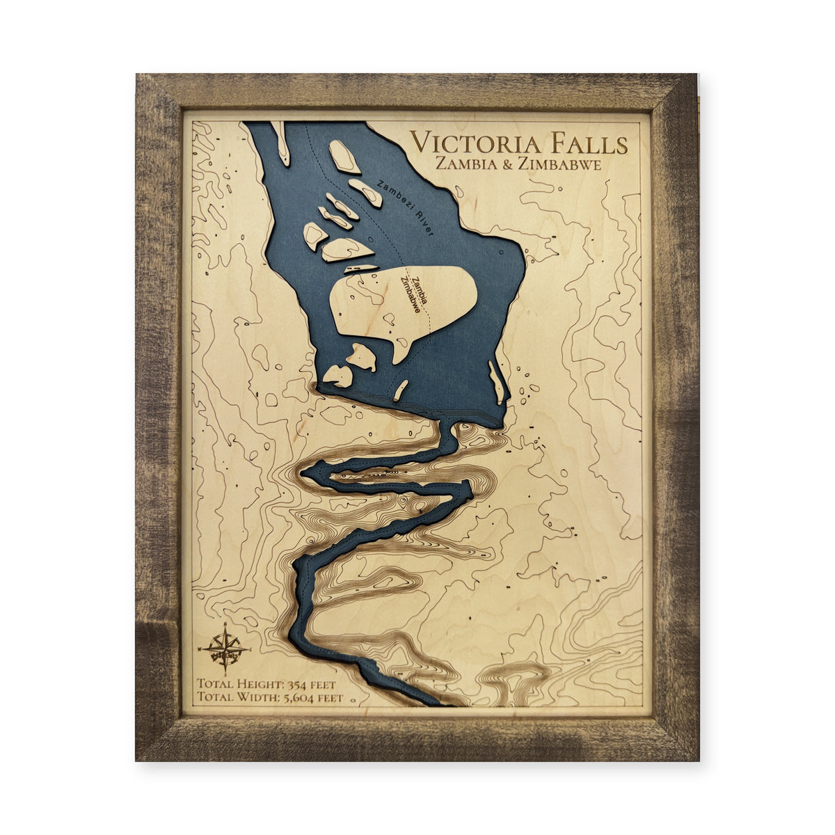 Victoria Falls Zambia and Zimbabwe Topographic Wood Map — plain-background photo [MC20261007 q0504 287da062371a]