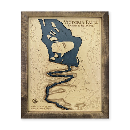 Victoria Falls Zambia and Zimbabwe Topographic Wood Map — plain-background photo [MC20261007 q0504 287da062371a]