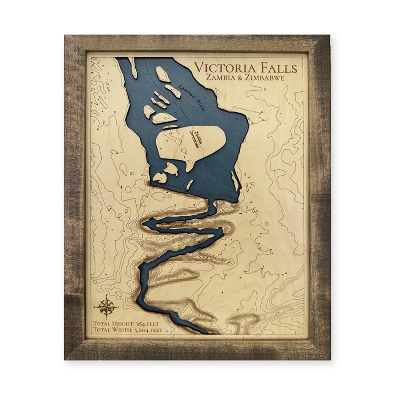 Victoria Falls Zambia and Zimbabwe Topographic Wood Map — plain-background photo [MC20261007 q0504 287da062371a]