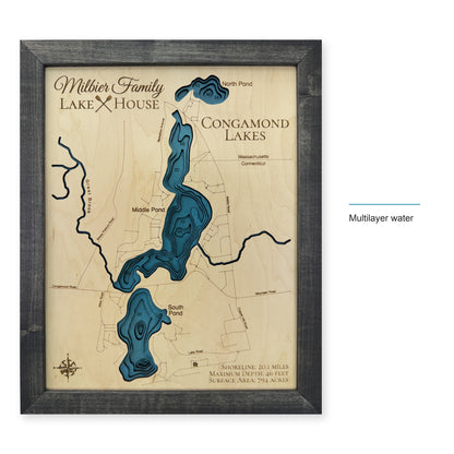 Congamond Lakes, Massachusetts and Connecticut Wood Map — style-labeled photo [MC20261007 q0506 30fe397887e2]