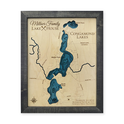 Congamond Lakes, Massachusetts and Connecticut Wood Map — plain-background photo [MC20261007 q0506 2168da896fcf]