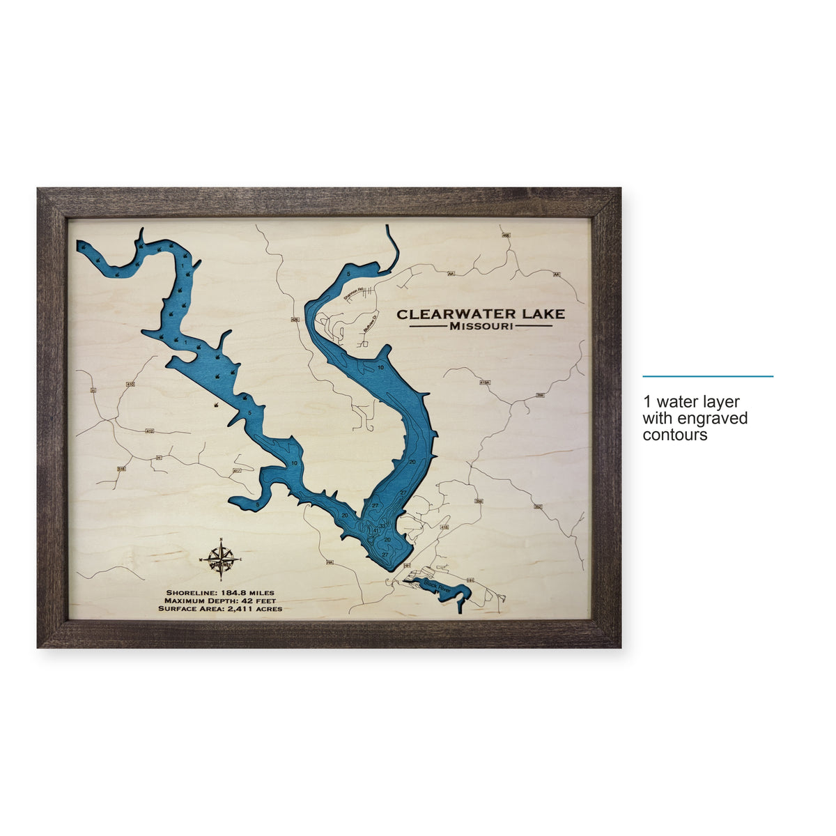 Clearwater Lake Missouri Wood Map — style-labeled photo [MC20261007 q0527 3bc013c78d3c]