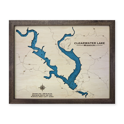 Clearwater Lake Missouri Wood Map — plain-background photo [MC20261007 q0527 e02e37a5161a]
