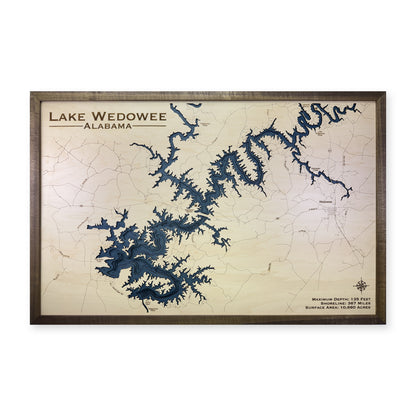 Lake Wedowee Alabama Wood Map — plain-background photo [MC20261007 q0529 2406f00f6ee2]