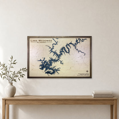 Lake Wedowee Alabama Wood Map — room mockup [MC20261007 q0529 efdfd4ad8ca5]