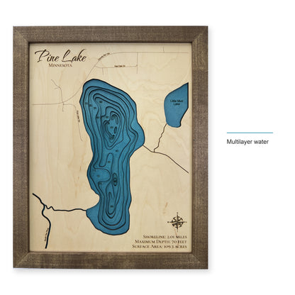 Pine Lake Stearns County Minnesota Wood Map — style-labeled photo [MC20261007 q0538 04fccef65133]