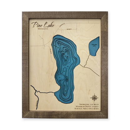 Pine Lake Stearns County Minnesota Wood Map — plain-background photo [MC20261007 q0538 7b9a4dca8385]