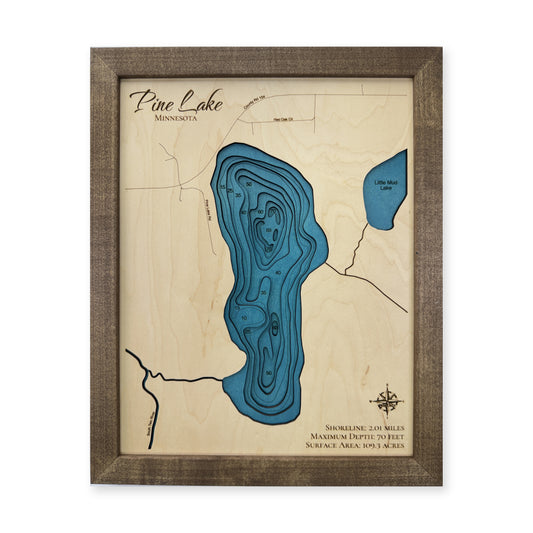 Pine Lake Stearns County Minnesota Wood Map — plain-background photo [MC20261007 q0538 7b9a4dca8385]