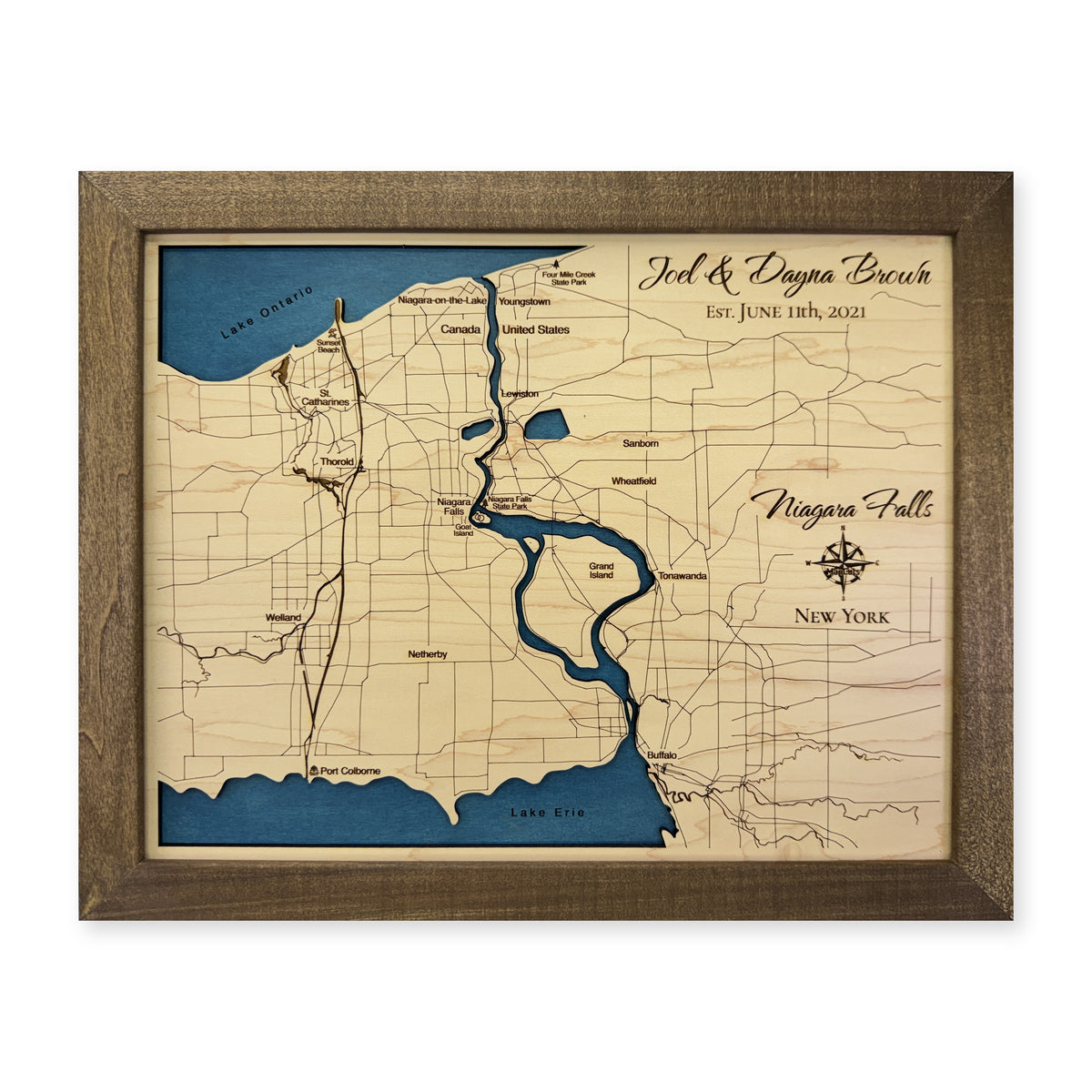 Niagara Falls New York Regional Wood Map — plain-background photo [MC20261007 q0563 18f6b97ae10f]
