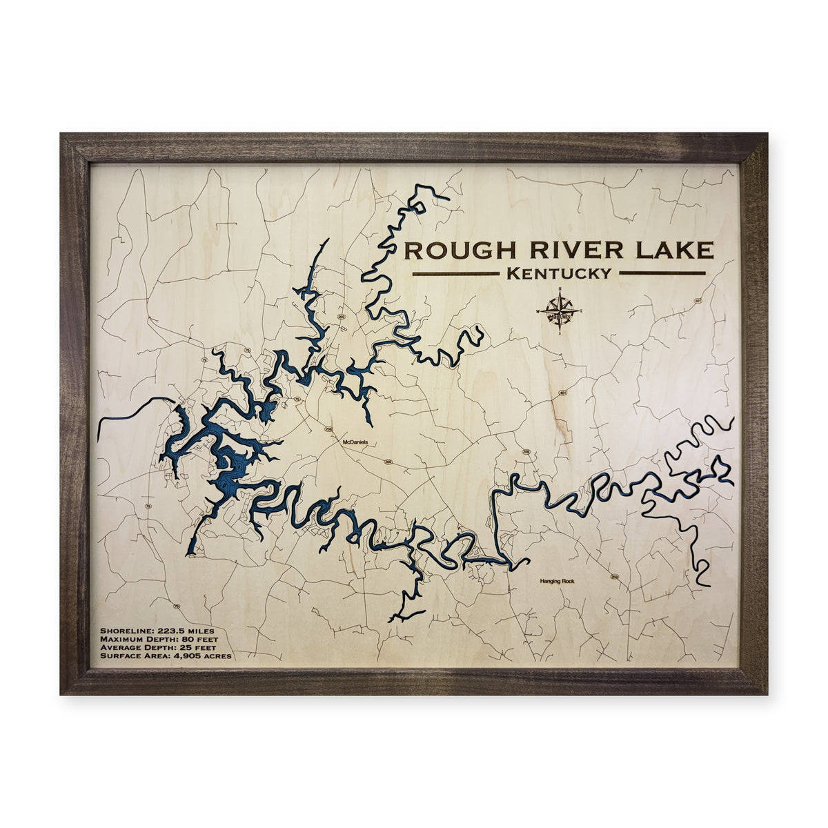 Rough River Lake Kentucky Wood Map — plain-background photo [MC20261007 q0578 c9f9dd641b5e]