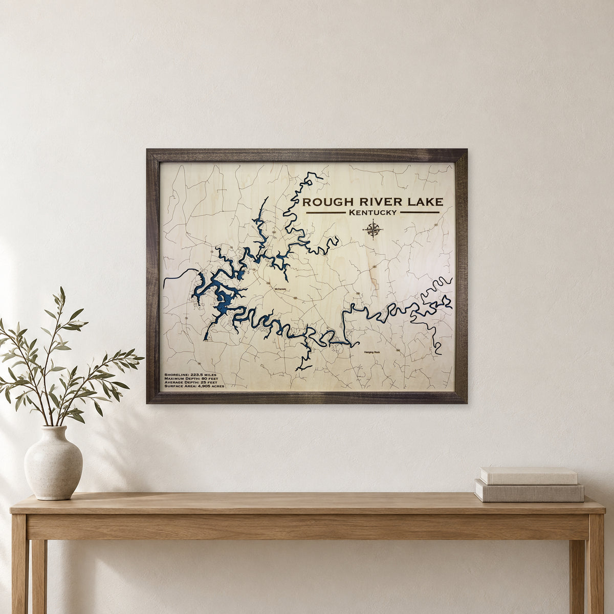 Rough River Lake Kentucky Wood Map — room mockup [MC20261007 q0578 cc08b1903498]