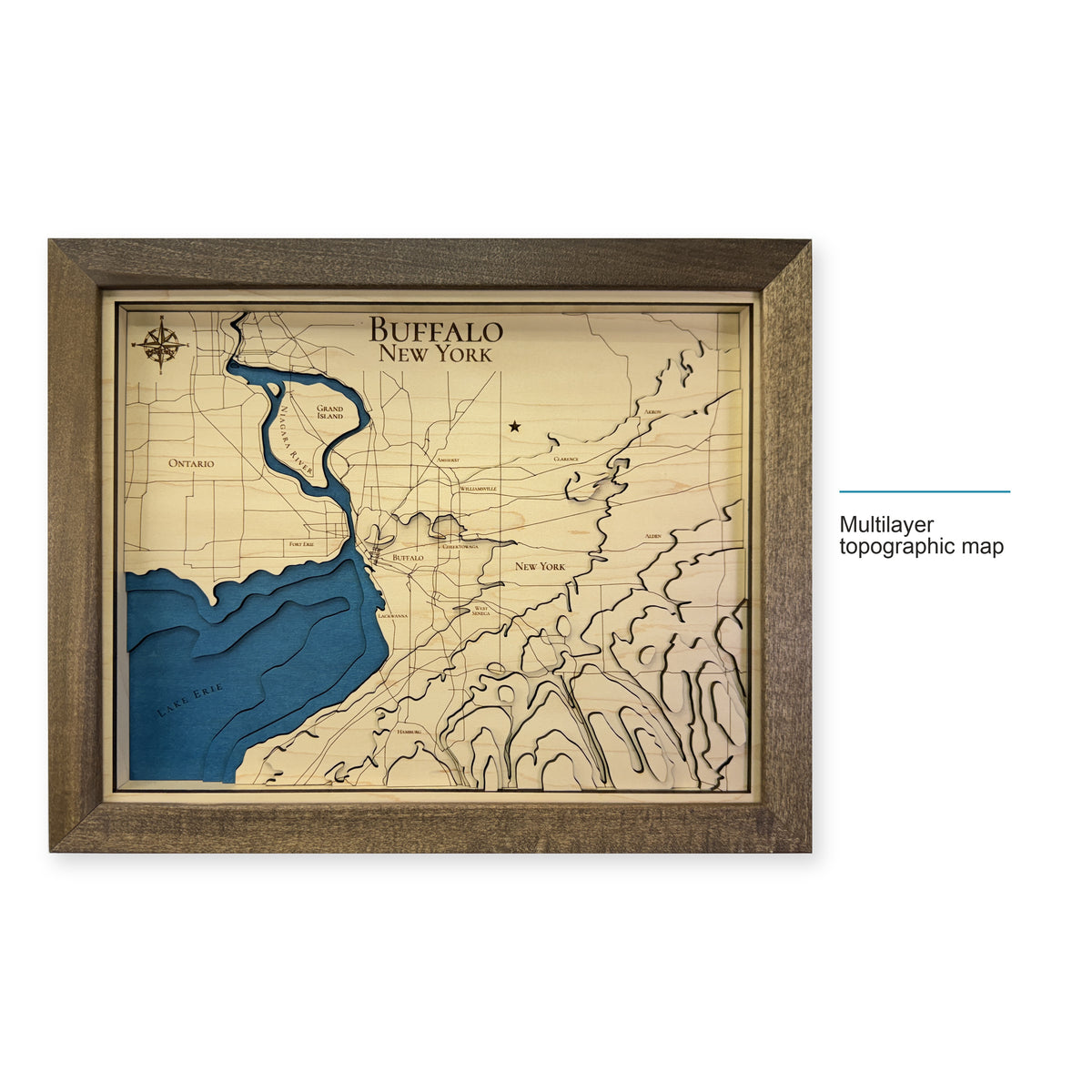 Buffalo New York Topographic Multilayer Wood Map — style-labeled photo [MC20261007 q0592 a56ce17adaaa]
