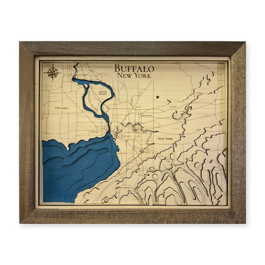 Buffalo New York Topographic Multilayer Wood Map — plain-background photo [MC20261007 q0592 acafa85fa2d5]