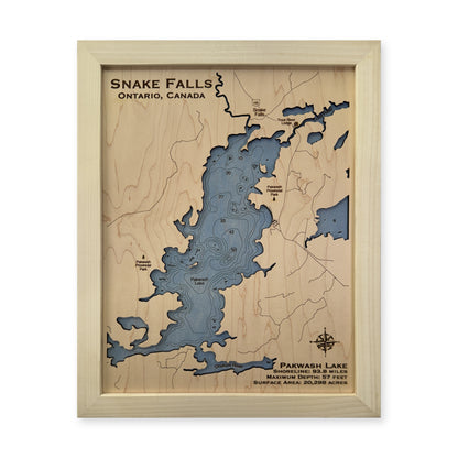 Snake Falls Pakwash Lake Ontario Wood Map — plain-background photo [MC20261007 q0601 1783a95f4869]