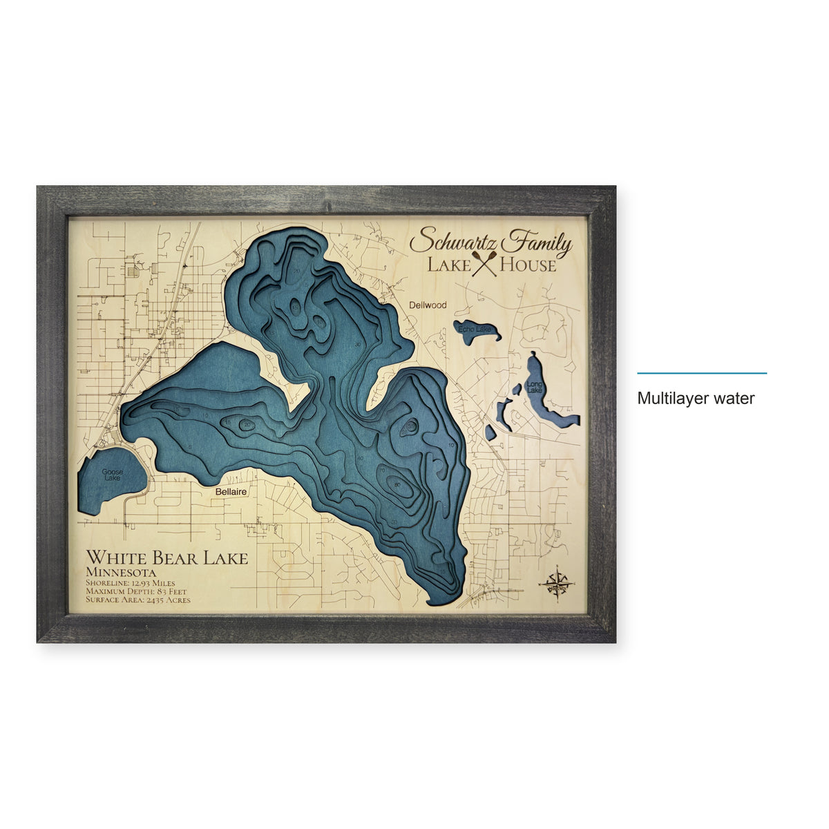 White Bear Lake Minnesota Wood Map — style-labeled photo [MC20261007 q0603 8b5f0afdace0]