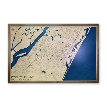 Pawleys Island South Carolina Wood Map — plain-background photo [MC20261007 q0607 a5dc74dbf55f]