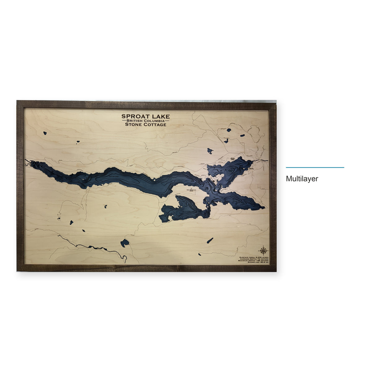 Sproat Lake British Columbia Wood Map — style-labeled photo [MC20261007 q0750 52cb8f2211a2]