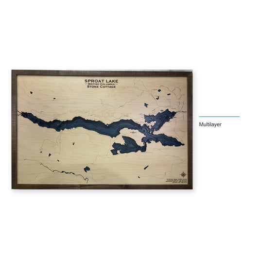 Sproat Lake British Columbia Wood Map — style-labeled photo [MC20261007 q0750 52cb8f2211a2]
