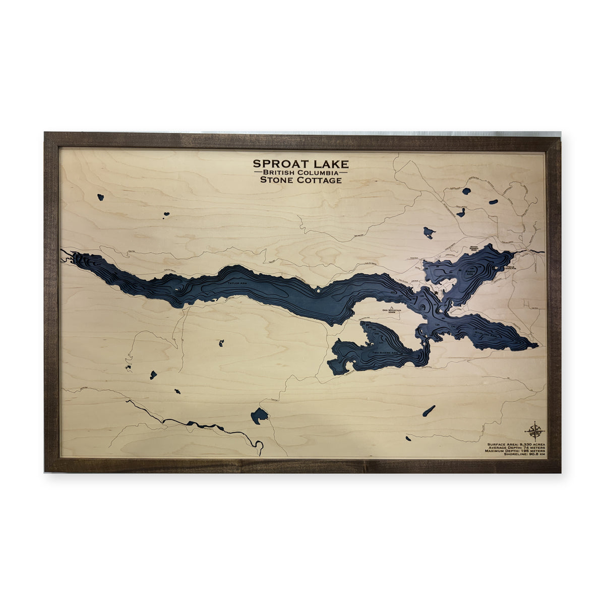 Sproat Lake British Columbia Wood Map — plain-background photo [MC20261007 q0750 26325fce8103]