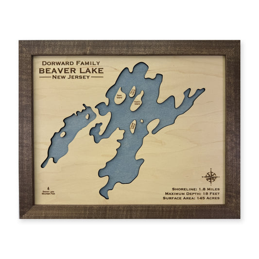 Beaver Lake New Jersey Wood Map — plain-background photo [MC20261007 q0892 3e7bc80cbea2]