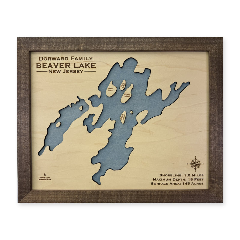 Beaver Lake New Jersey Wood Map — plain-background photo [MC20261007 q0892 3e7bc80cbea2]