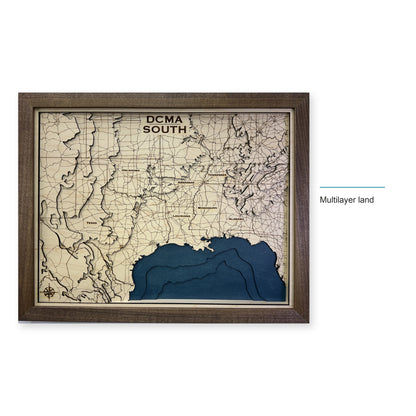 Southern United States Topographic Wood Map — style-labeled photo [MC20261007 q0921 0dd60c892070]